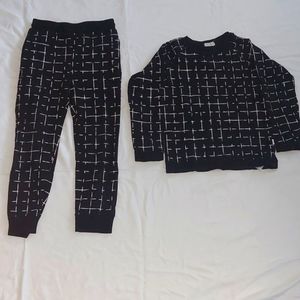 Miles cotton boys matching set black white in chesker 7 yr pockets sweatpants